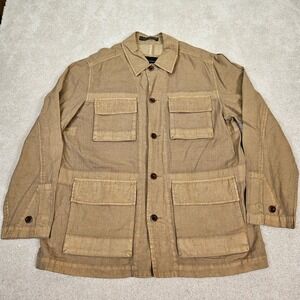 Banana Republic Men's Safari‎ Field Utility Jacket Sz M Tan 100% Linen Heritage